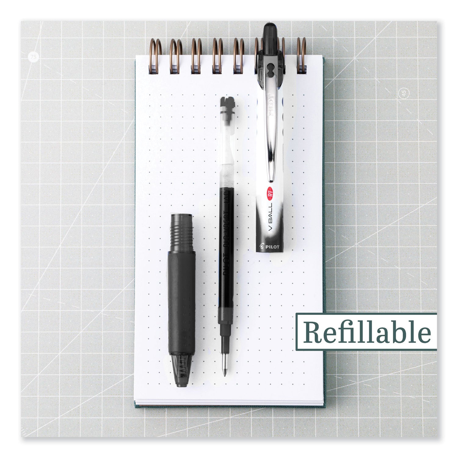 VBall RT Liquid Ink Roller Ball Pen, Retractable, Extra-Fine 0.5 mm, Black Ink, Black/White Barrel