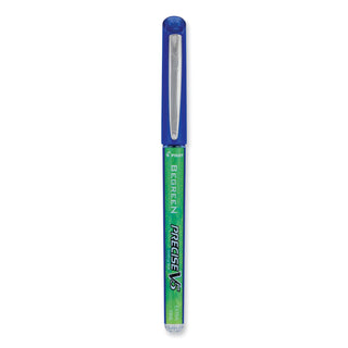 Precise V5 BeGreen Roller Ball Pen, Stick, Extra-Fine 0.5 mm, Blue Ink, Blue Barrel, Dozen