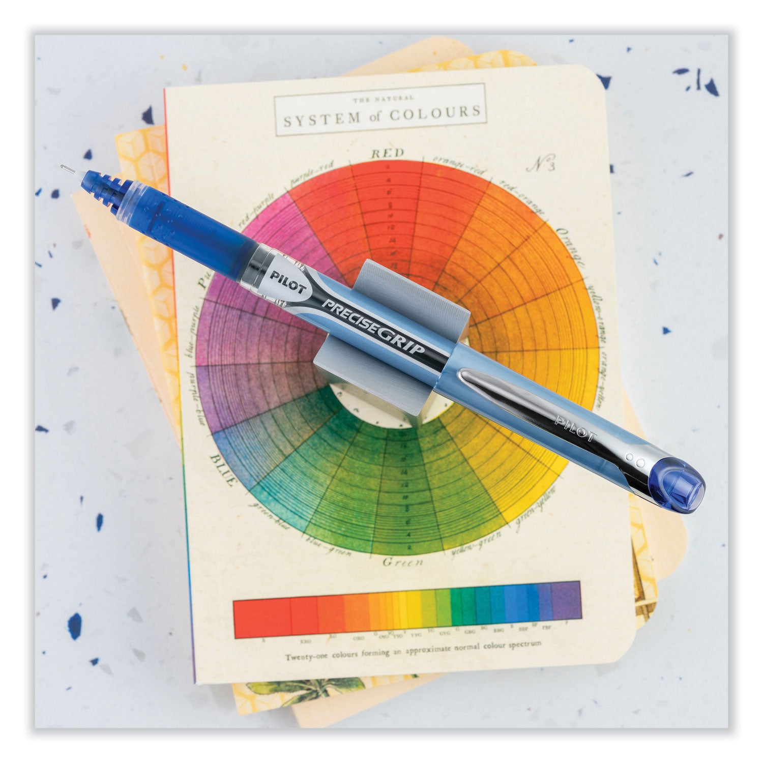 Precise Grip Roller Ball Pen, Stick, Extra-Fine 0.5 mm, Blue Ink, Blue Barrel