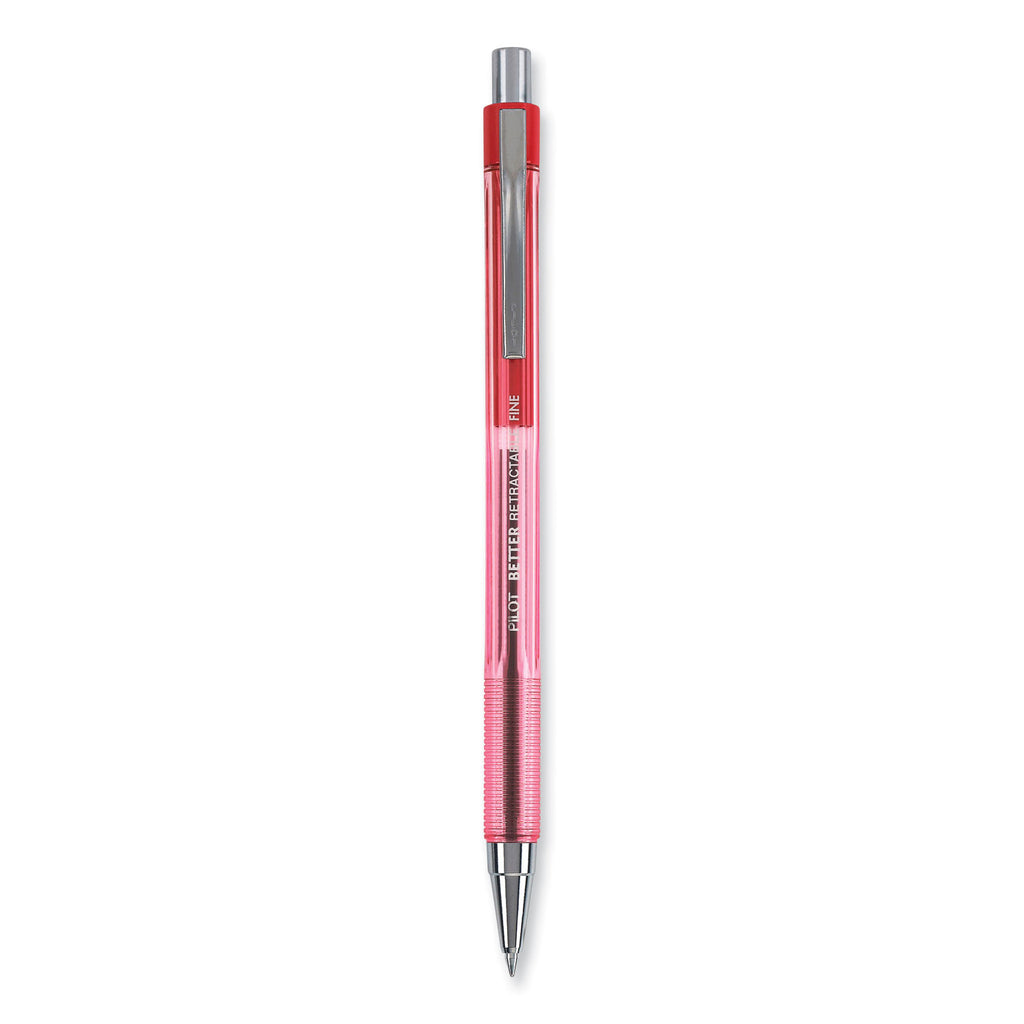 Better Ballpoint Pen, Retractable, Fine 0.7 mm, Red Ink, Translucent Red Barrel, Dozen