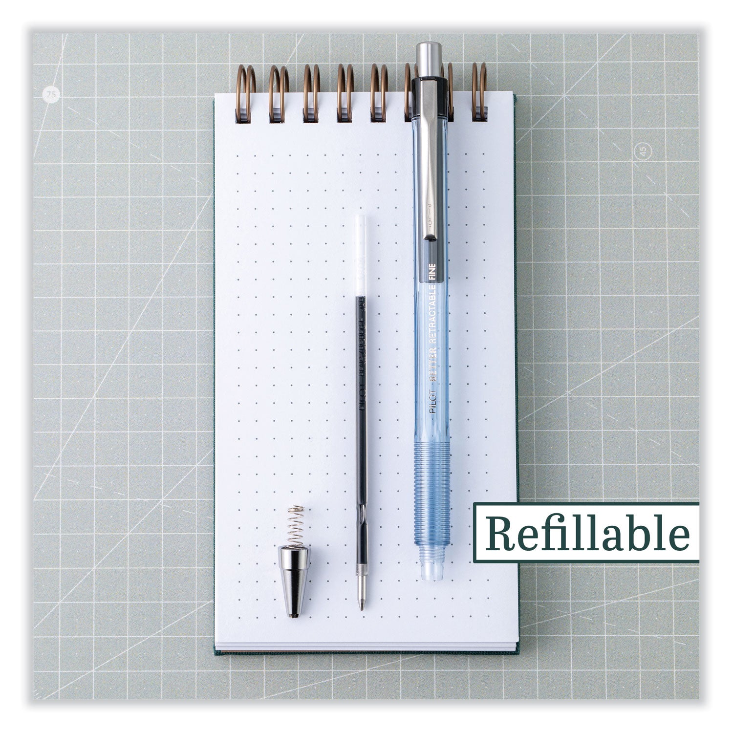 Better Ballpoint Pen, Retractable, Medium 1 mm, Blue Ink, Translucent Blue Barrel, Dozen