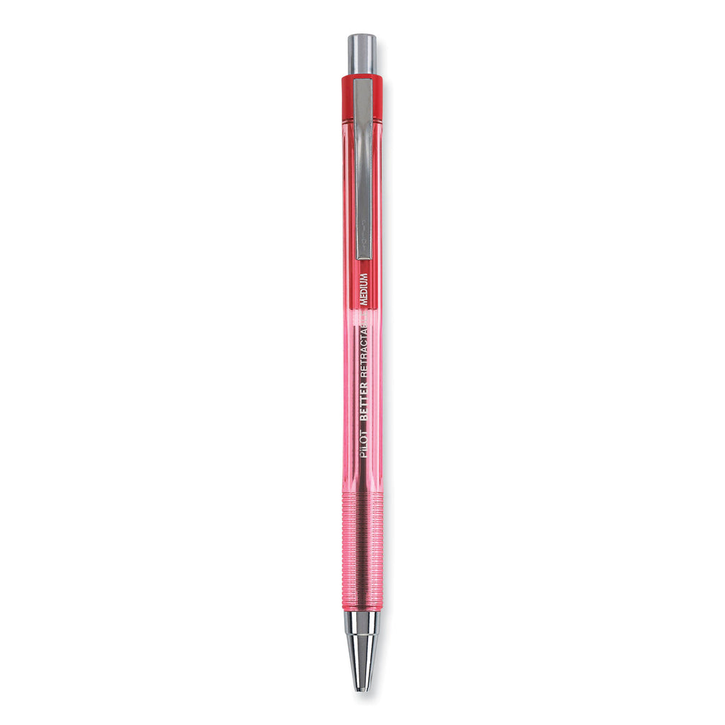 Better Ballpoint Pen, Retractable, Medium 1 mm, Red Ink, Translucent Red Barrel, Dozen