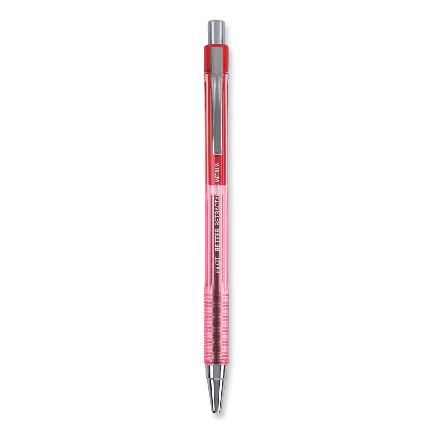 Better Ballpoint Pen, Retractable, Medium 1 mm, Red Ink, Translucent Red Barrel, Dozen