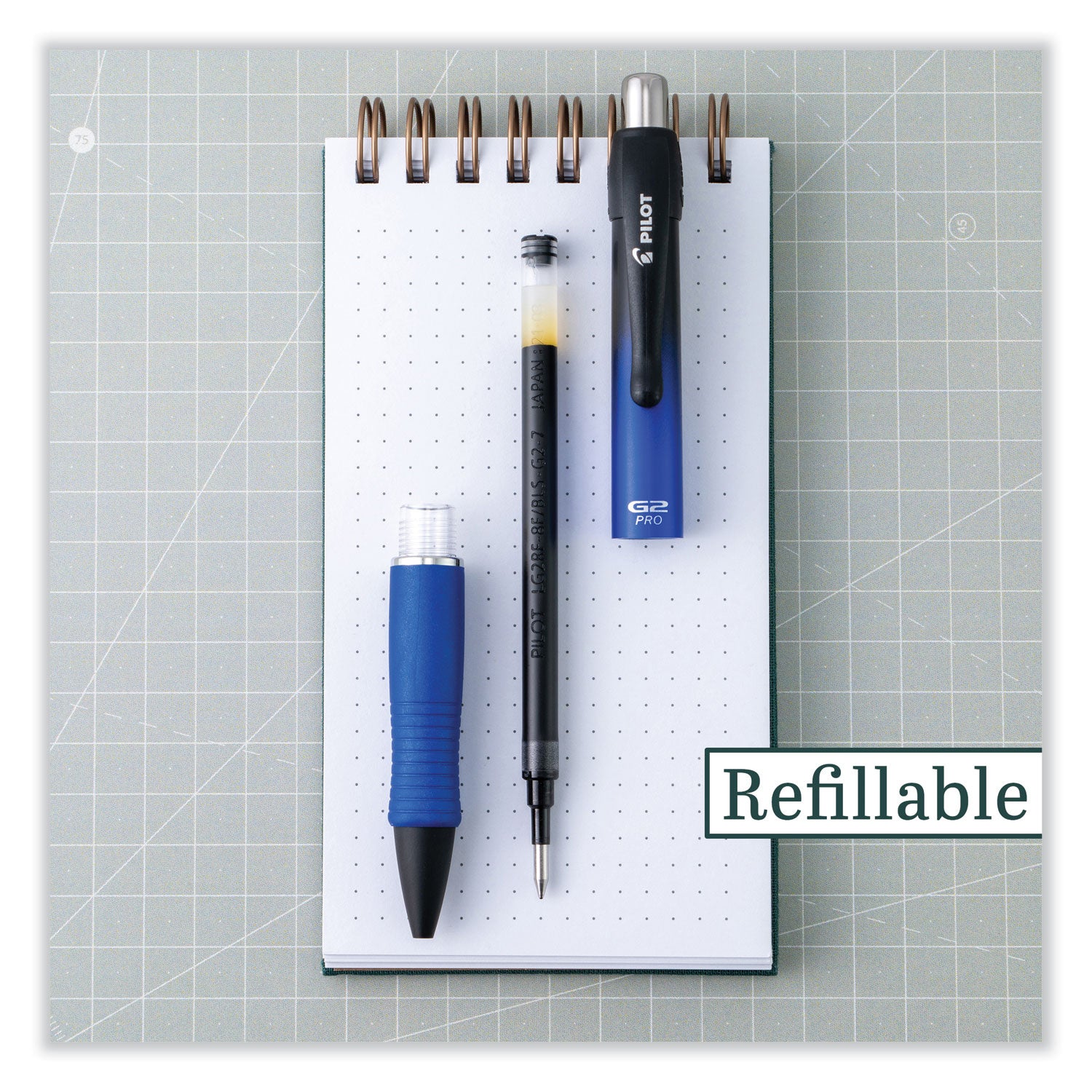 G2 Pro Gel Pen, Retractable, Fine 0.7 mm, Black Ink, Blue Barrel - 