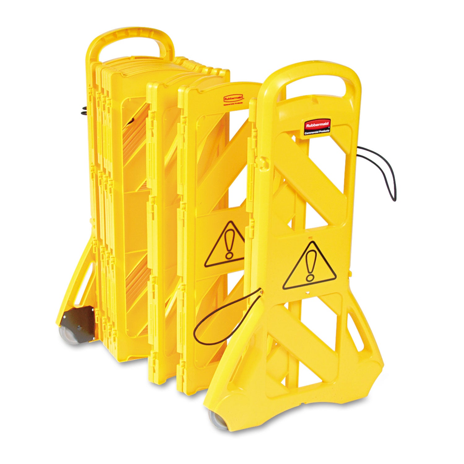 Portable Mobile Safety Barrier, Plastic, 13 ft x 40", Yellow - 