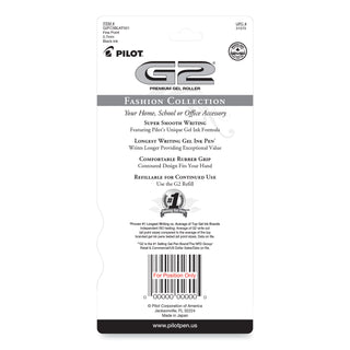G2 Fashion Premium Gel Pen, Retractable, Fine 0.7 mm, Black Ink, Assorted Barrel Colors, 5/Pack