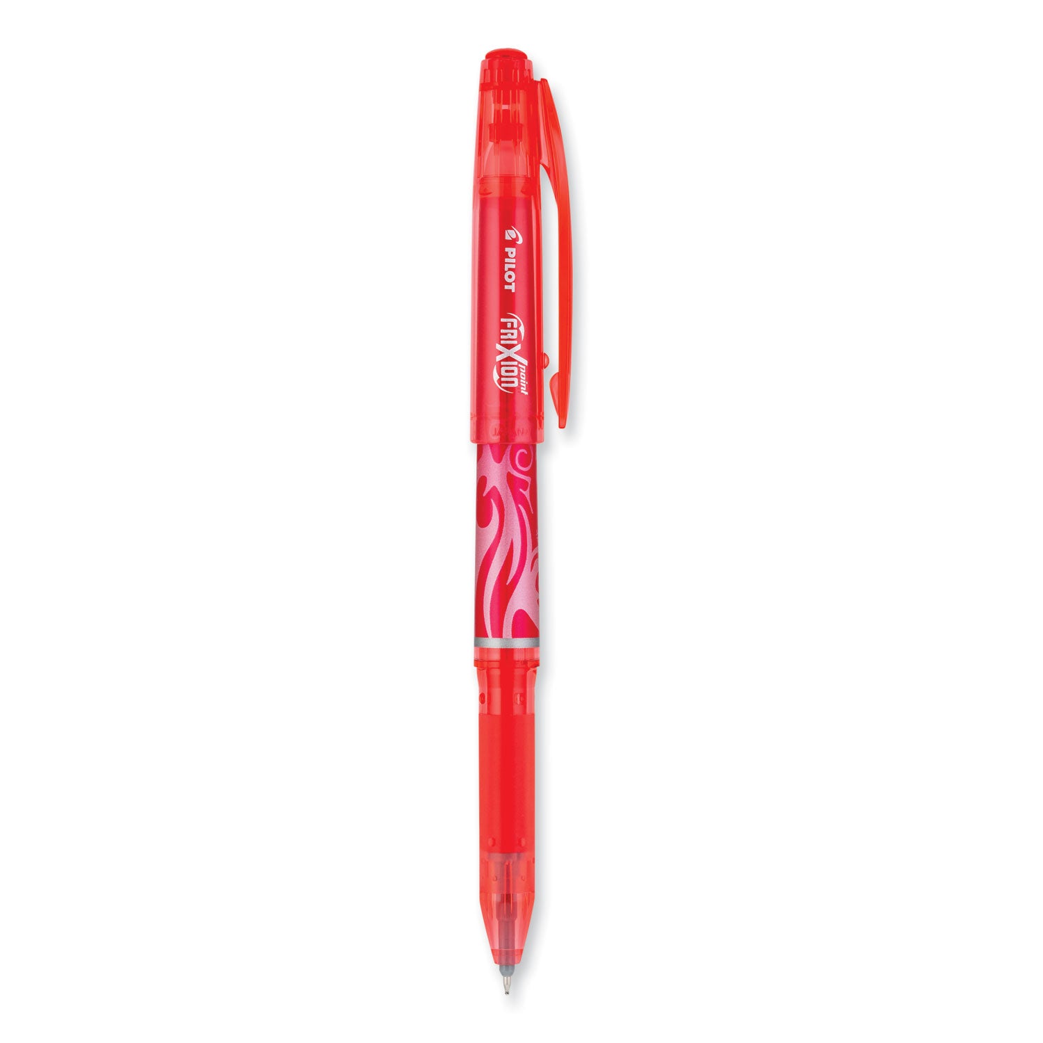 FriXion Point Erasable Gel Pen, Stick, Extra-Fine 0.5 mm, Red Ink, Red/Silver/Transparent Red Barrel - 