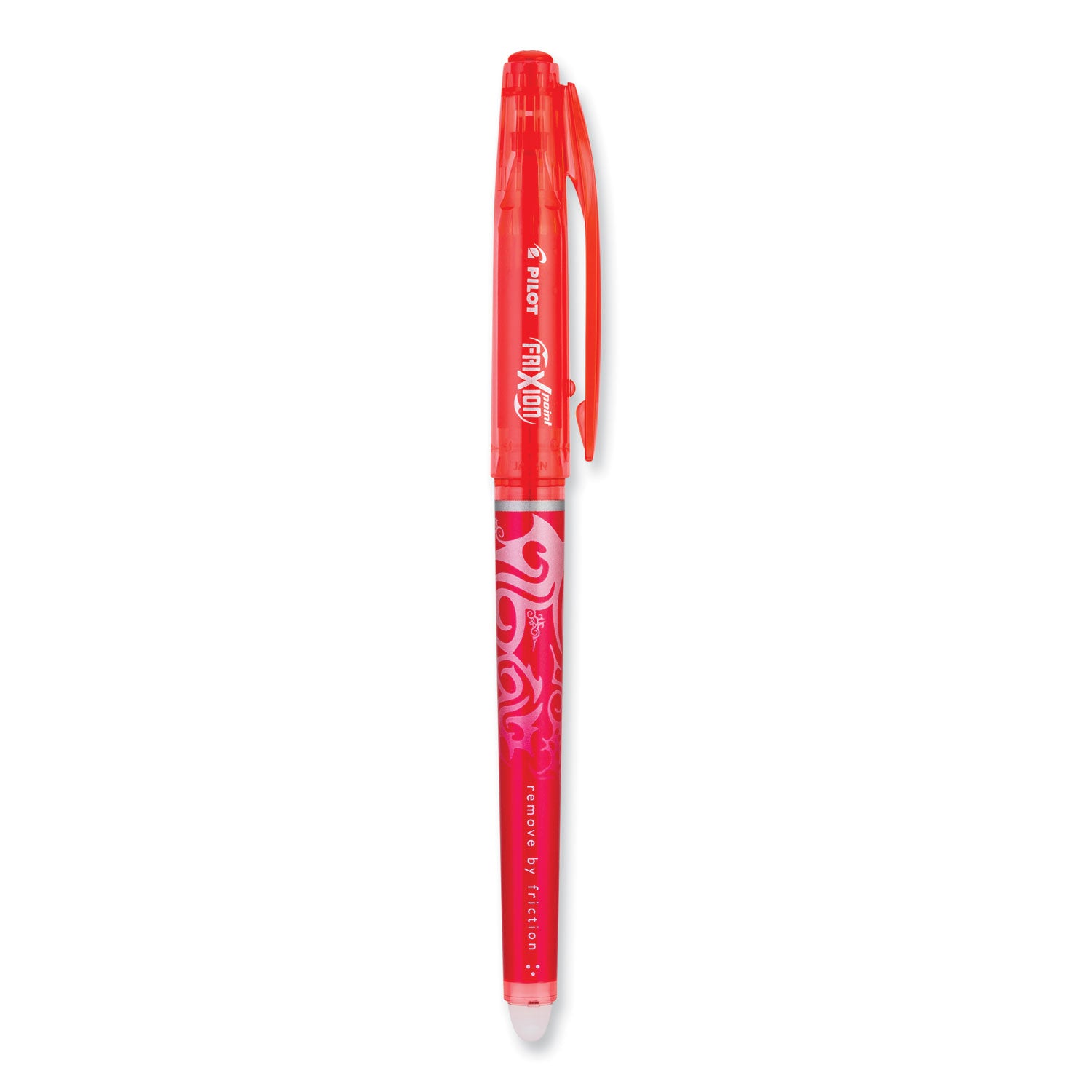 FriXion Point Erasable Gel Pen, Stick, Extra-Fine 0.5 mm, Red Ink, Red/Silver/Transparent Red Barrel - 