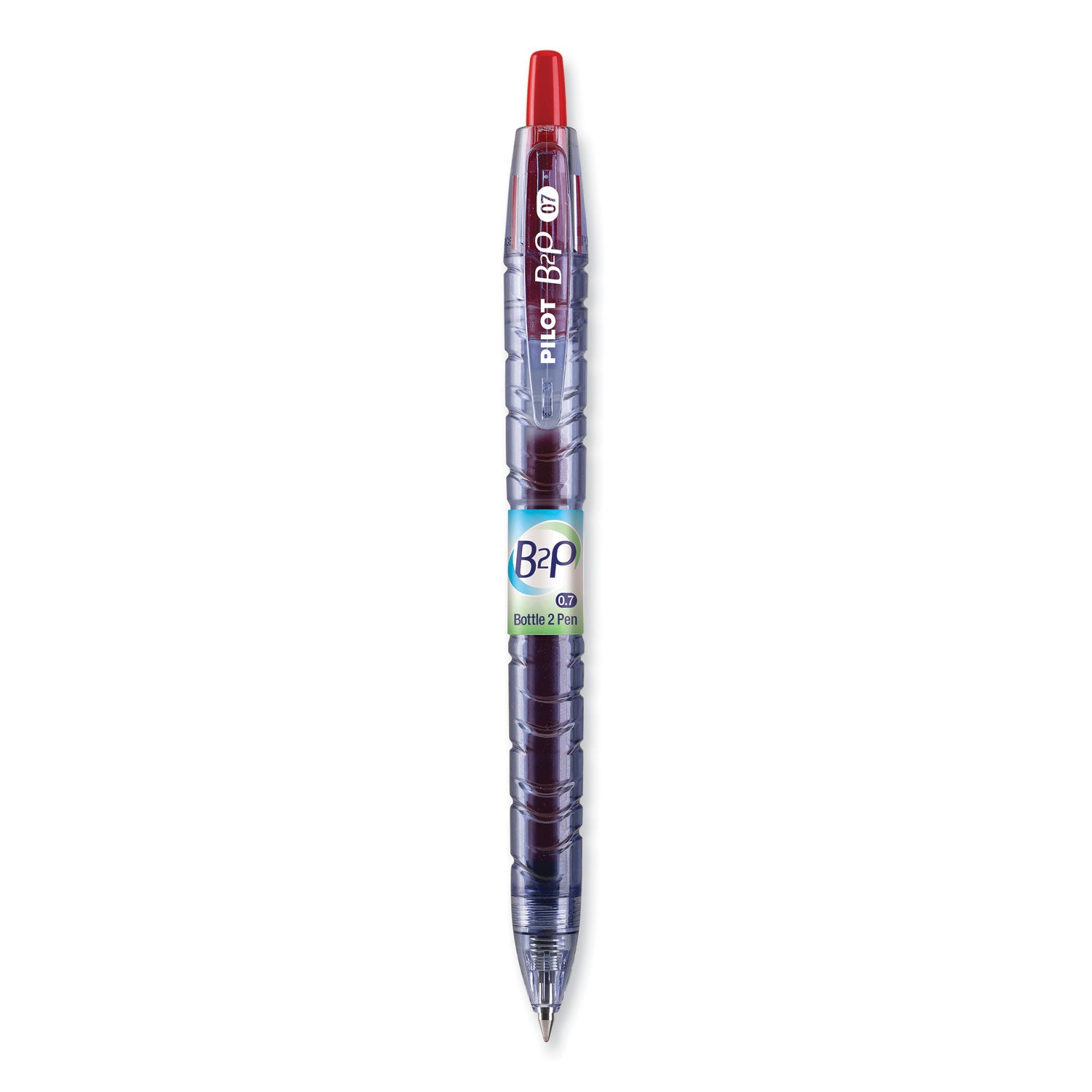 B2P Bottle-2-Pen Recycled Gel Pen, Retractable, Fine 0.7 mm, Red Ink, Translucent Blue Barrel - 