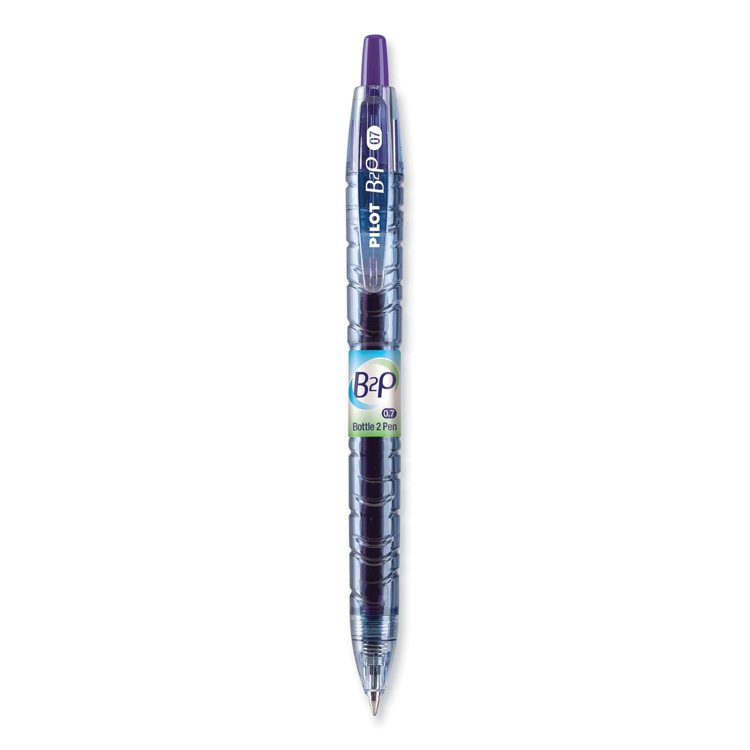 B2P Bottle-2-Pen Recycled Gel Pen, Retractable, Fine 0.7 mm, Purple Ink, Translucent Blue Barrel - 