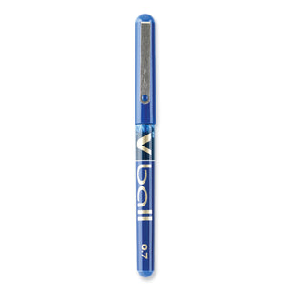VBall Liquid Ink Roller Ball Pen, Stick, Fine 0.7 mm, Blue Ink, Blue/Clear Barrel, Dozen