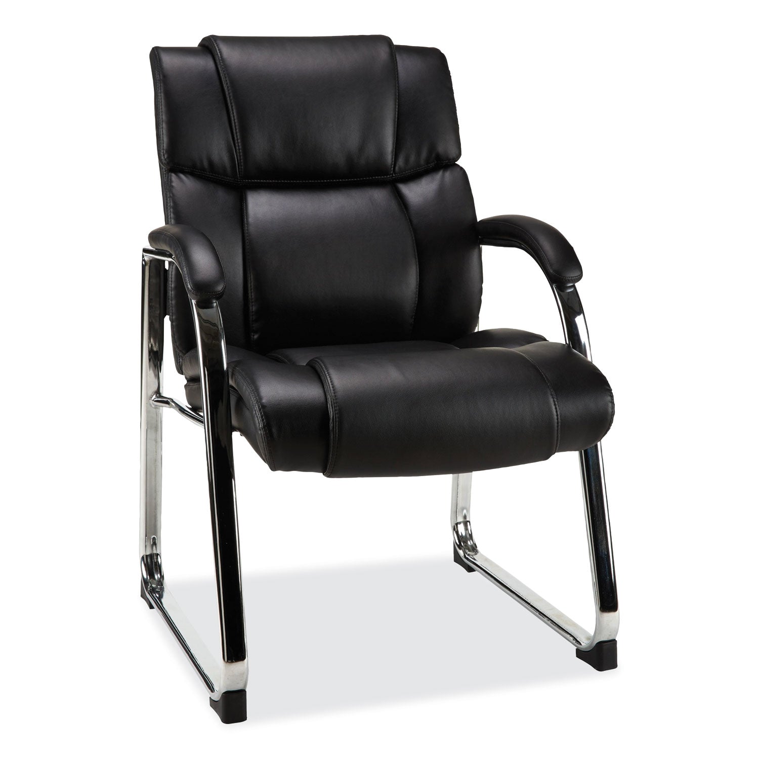 Alera Hildred Series Guest Chair, 25" x 28.94" x 37.8", Black Seat, Black Back, Chrome Base - 1