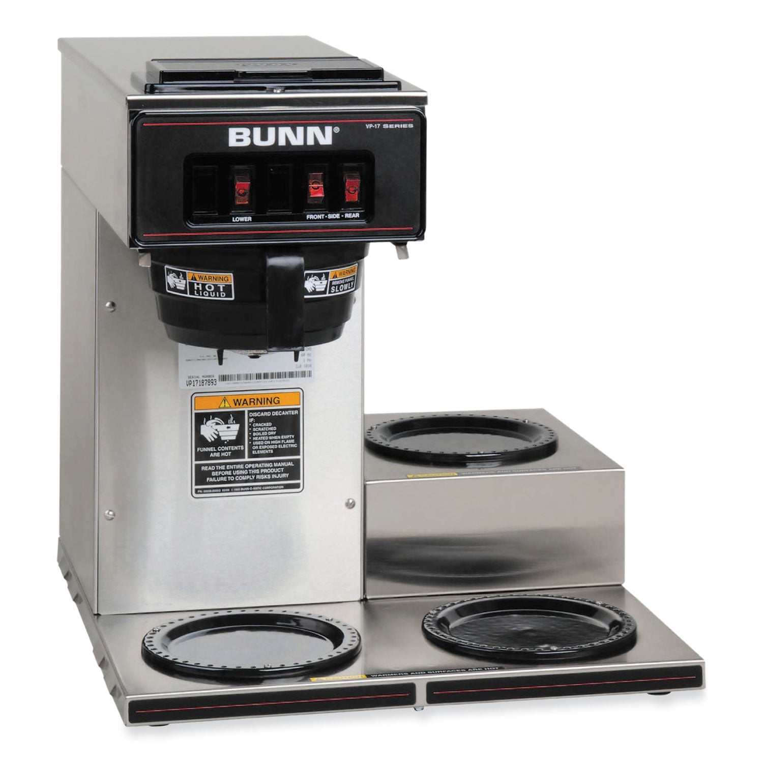 vp17-3-12-cup-pour-over-coffee-maker-with-three-warmers-stainless-steel-black-ships-in-7-10-business-days_bun133000003 - 1