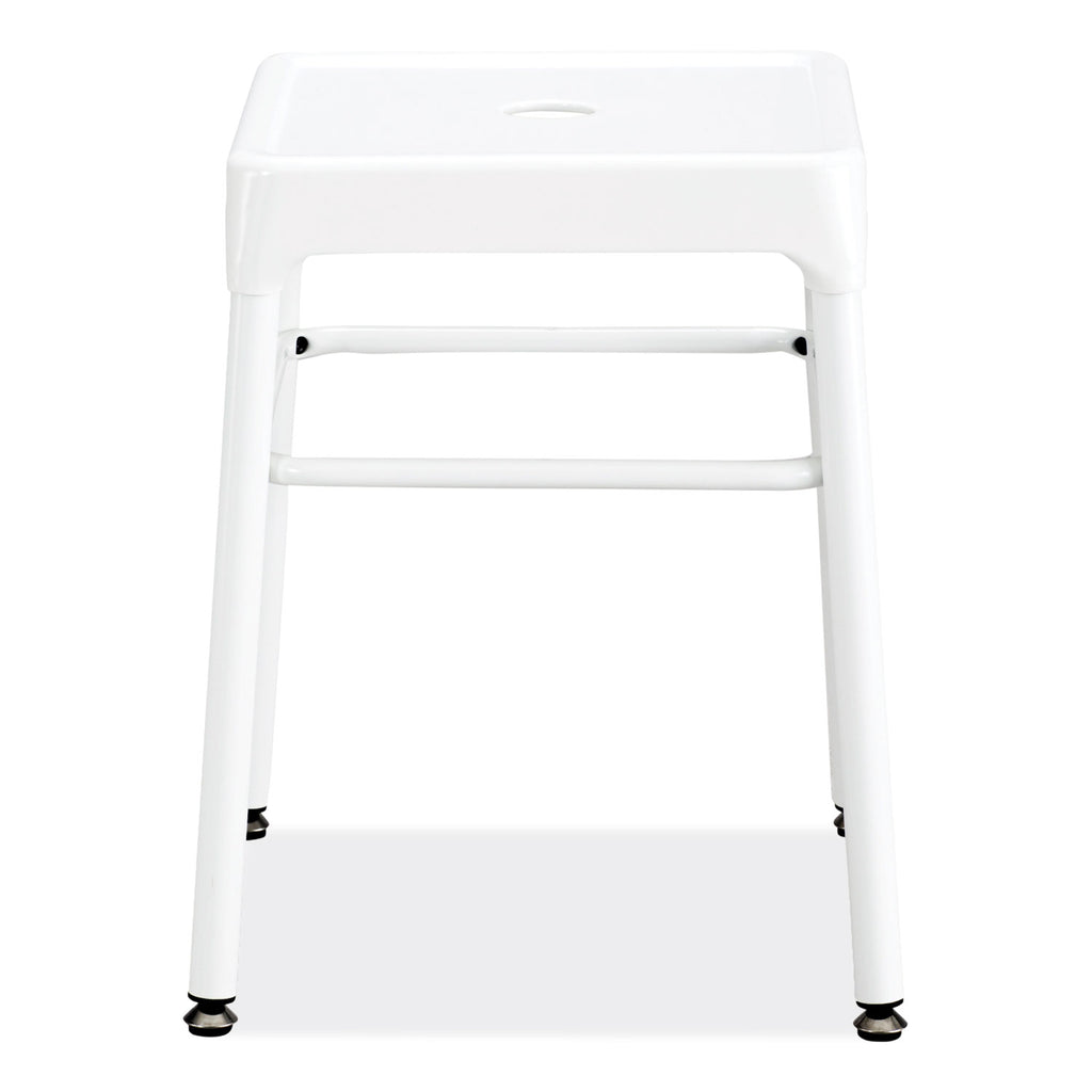Steel GuestBistro Stool, Backless, Supports Up to 250 lb, 18" Seat Height, White Seat, White Base, Ships in 1-3 Business Days
