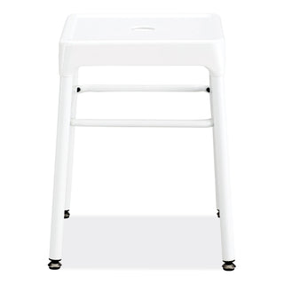 Steel GuestBistro Stool, Backless, Supports Up to 250 lb, 18" Seat Height, White Seat, White Base, Ships in 1-3 Business Days