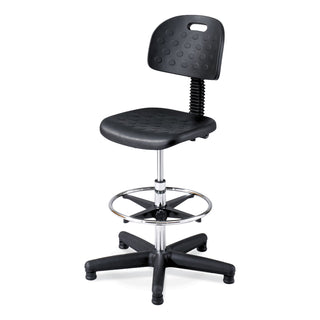 Soft Tough Deluxe Workbench Chair, Supports 250 lb, 22" to 32" High Black Seat, Black/Silver Base, Ships in 1-3 Business Days