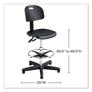 Soft Tough Deluxe Workbench Chair, Supports 250 lb, 22" to 32" High Black Seat, Black/Silver Base, Ships in 1-3 Business Days