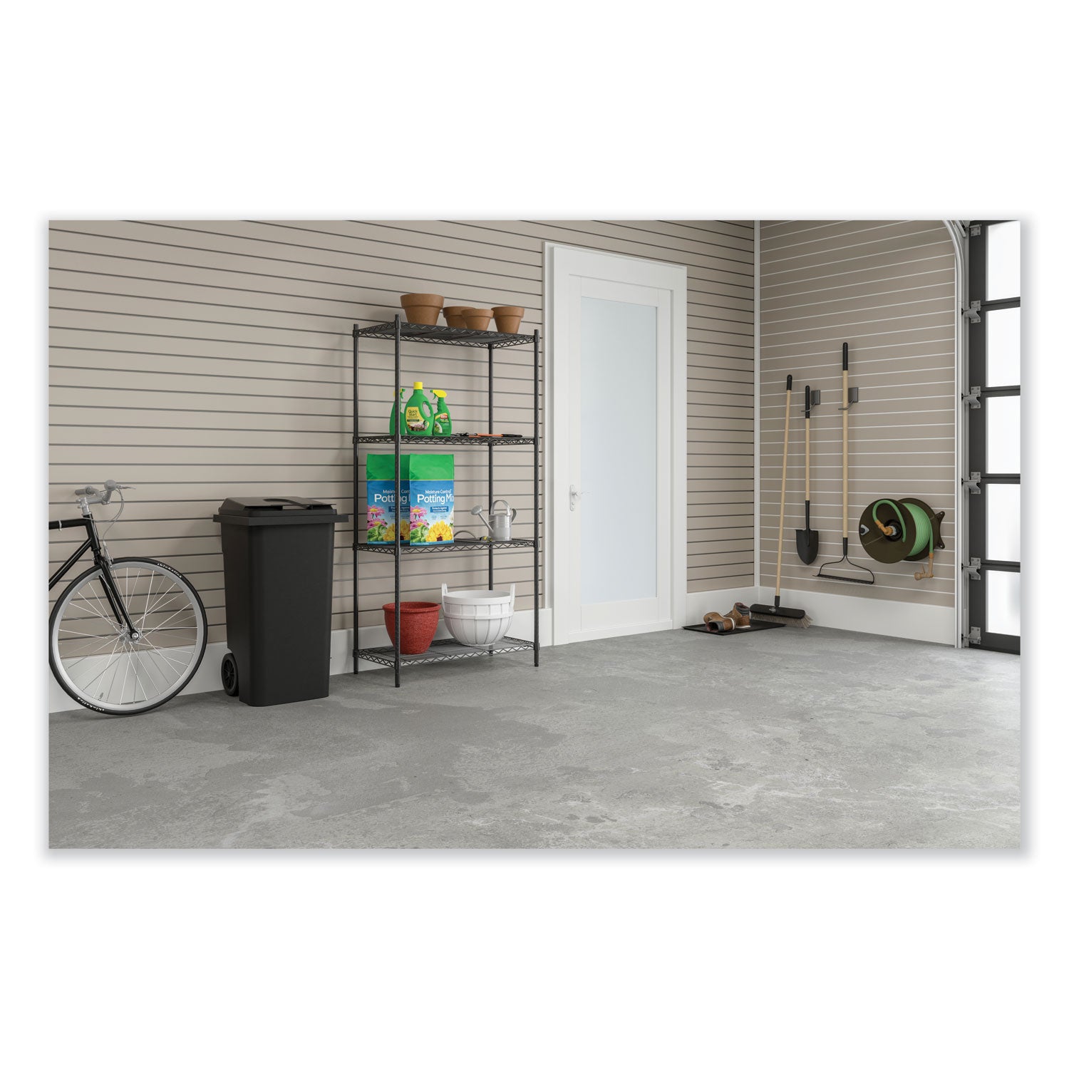 Industrial Wire Shelving, Four-Shelf, 36w x 24d x 72h, Black, Ships in 1-3 Business Days - 