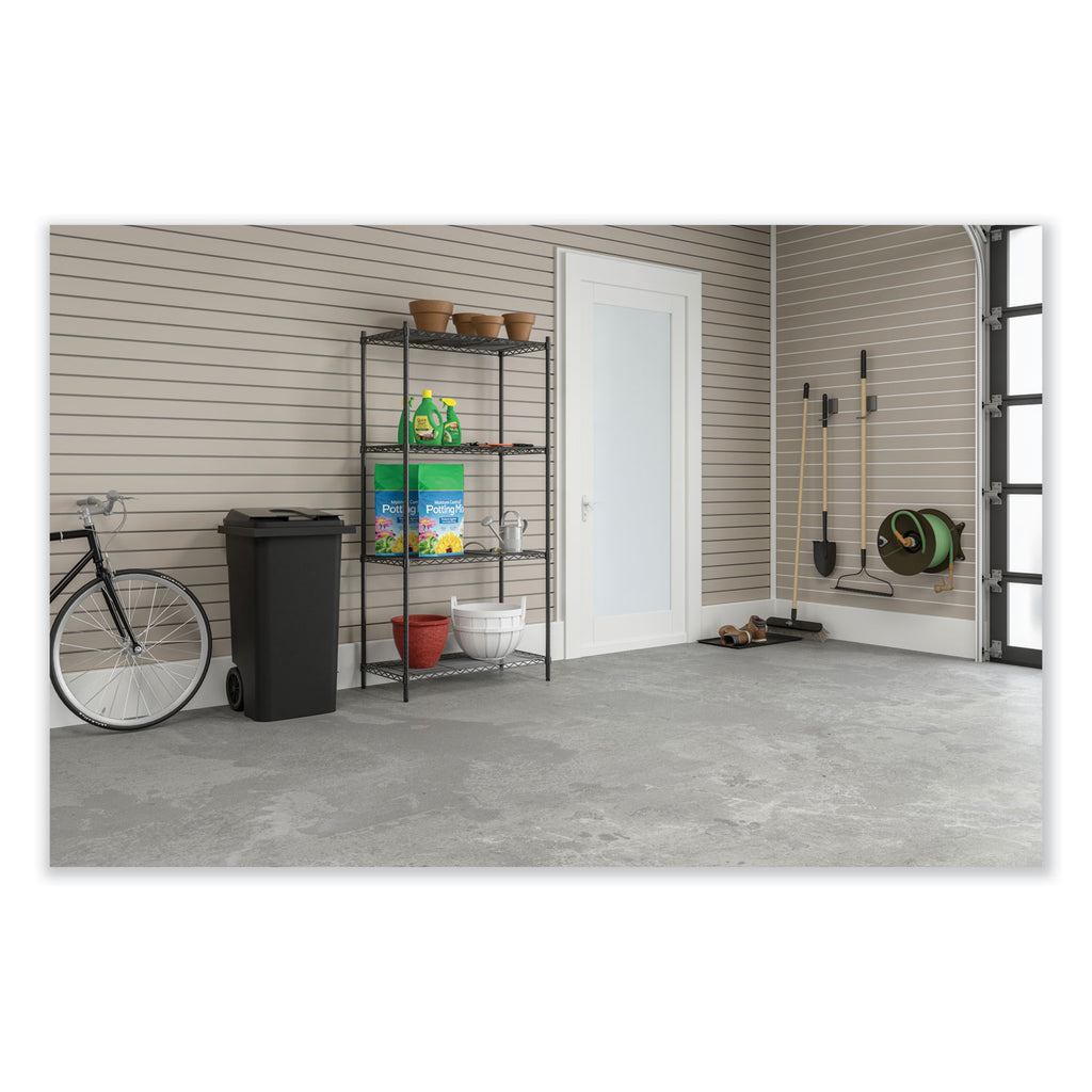 Industrial Wire Shelving, Four-Shelf, 36w x 24d x 72h, Black, Ships in 1-3 Business Days