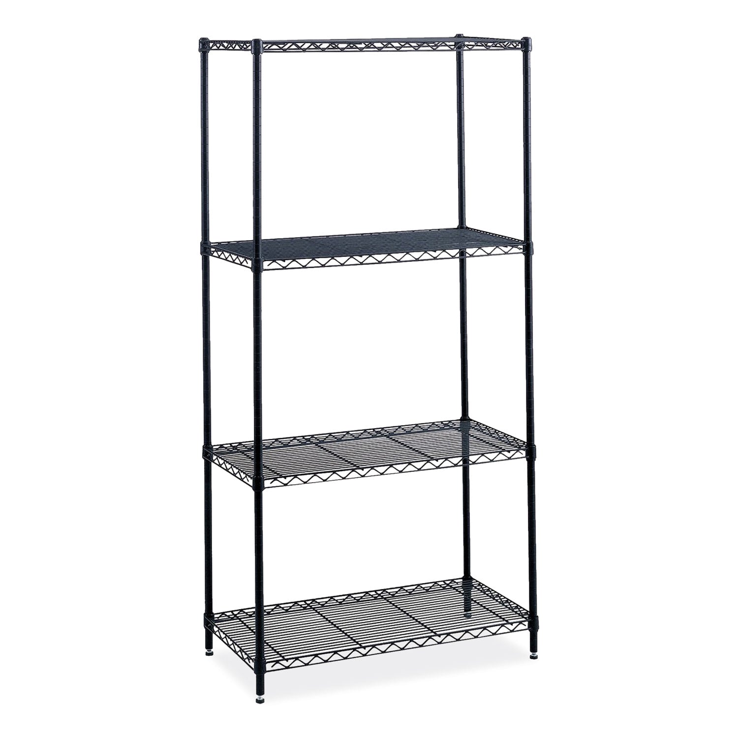 Industrial Wire Shelving, Four-Shelf, 36w x 18d x 72h, Black, Ships in 1-3 Business Days - 