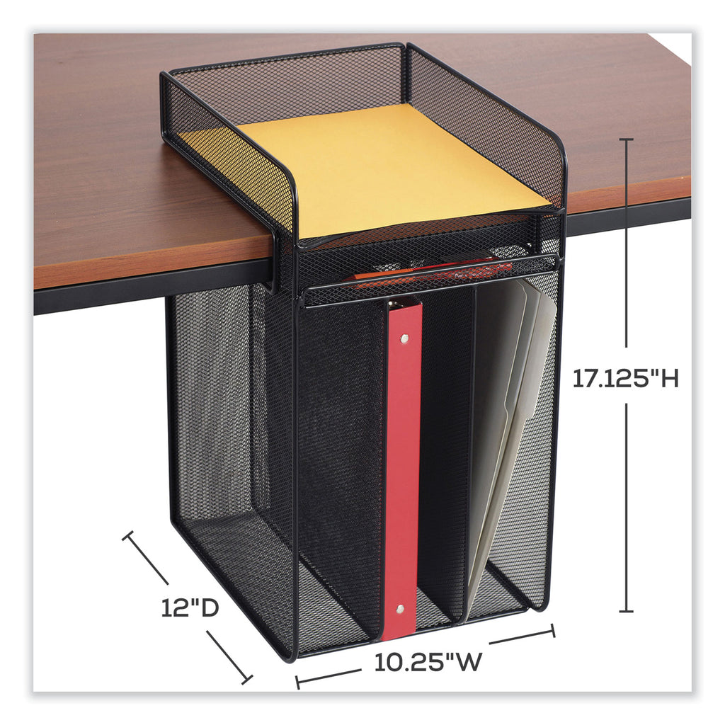 Onyx Vertical Hanging Storage, 4 Sections, Letter Size Files, 10.25" x 12" x 17.1", Black, Ships in 1-3 Business Days