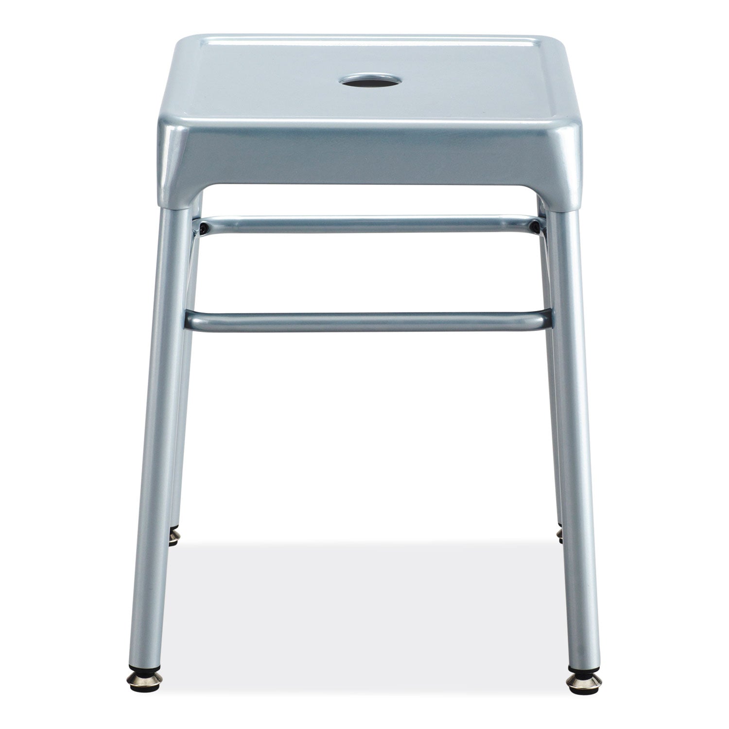 Steel GuestBistro Stool, Backless, Supports Up to 250 lb, 18" High Silver Seat, Silver Base, Ships in 1-3 Business Days