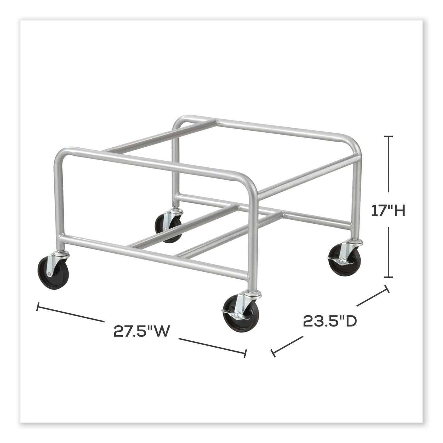 Sled Base Stack Chair Cart, Metal, 500 lb Capacity, 23.5" x 27.5" x 17", Silver, Ships in 1-3 Business Days
