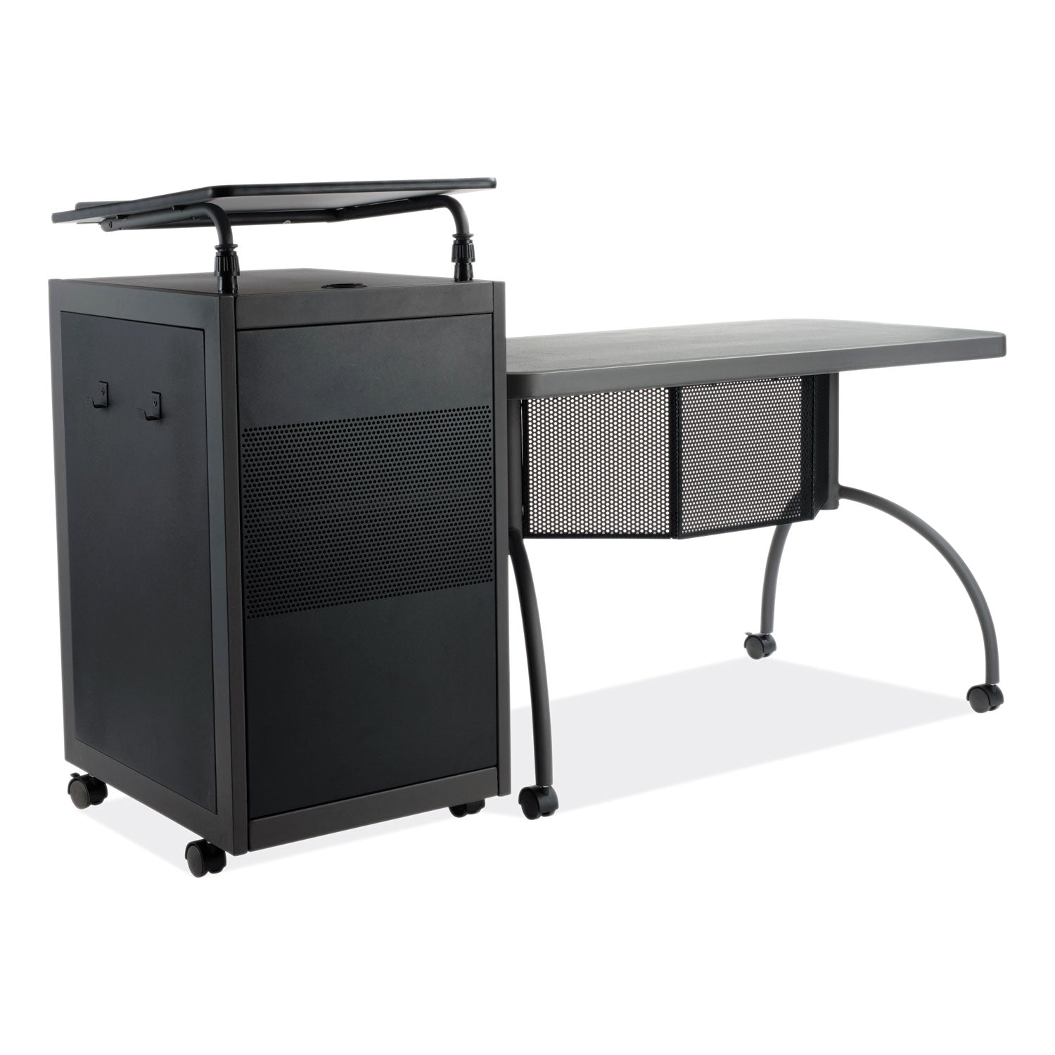 Teacher's WorkPod Desk and Lectern Kit, 68" x 24" x 41", Charcoal Gray, Ships in 1-3 Business Days