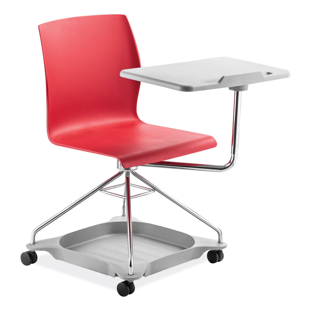 CoGo Mobile Tablet Chair, Supports Up to 440 lb, 18.75" Seat Height, Red Seat/Back, Chrome Frame, Ships in 1-3 Business Days