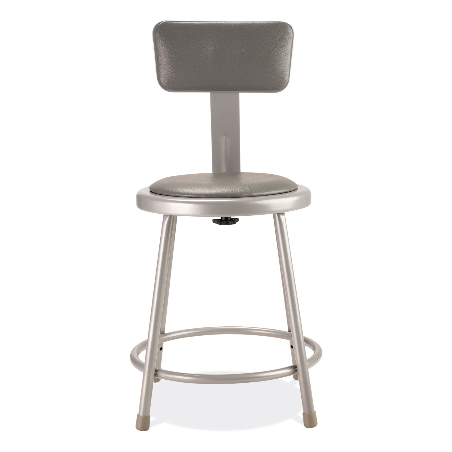 6400 Series Heavy Duty Vinyl Padded Stool w/Backrest, Supports 300 lb, 18" Seat Ht, Gray Seat/Back/Base,Ships in 1-3 Bus Days