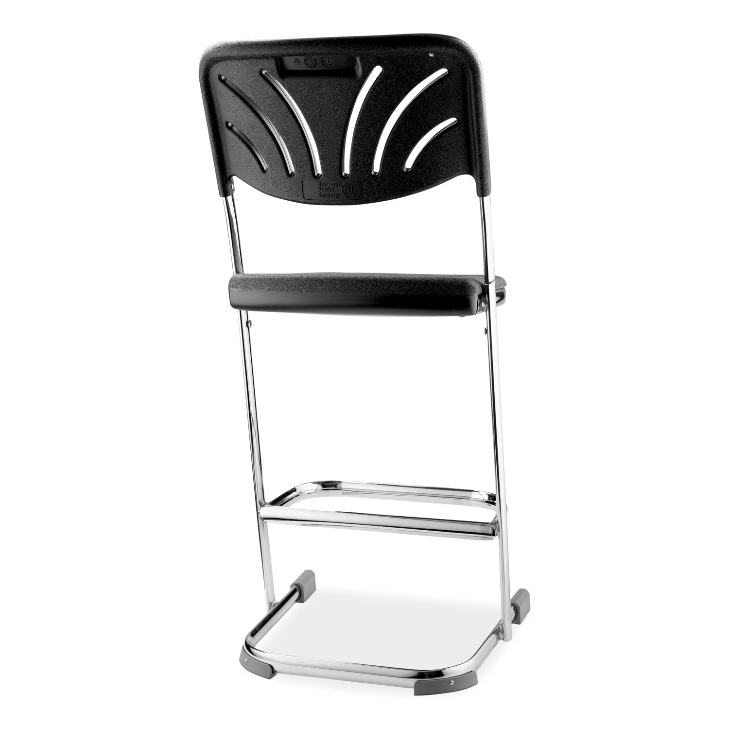6600 Series Elephant Z-Stool With Backrest, Supports 500 lb, 24" Seat Ht, Black Seat/Back, Chrome Frame,Ships in 1-3 Bus Days