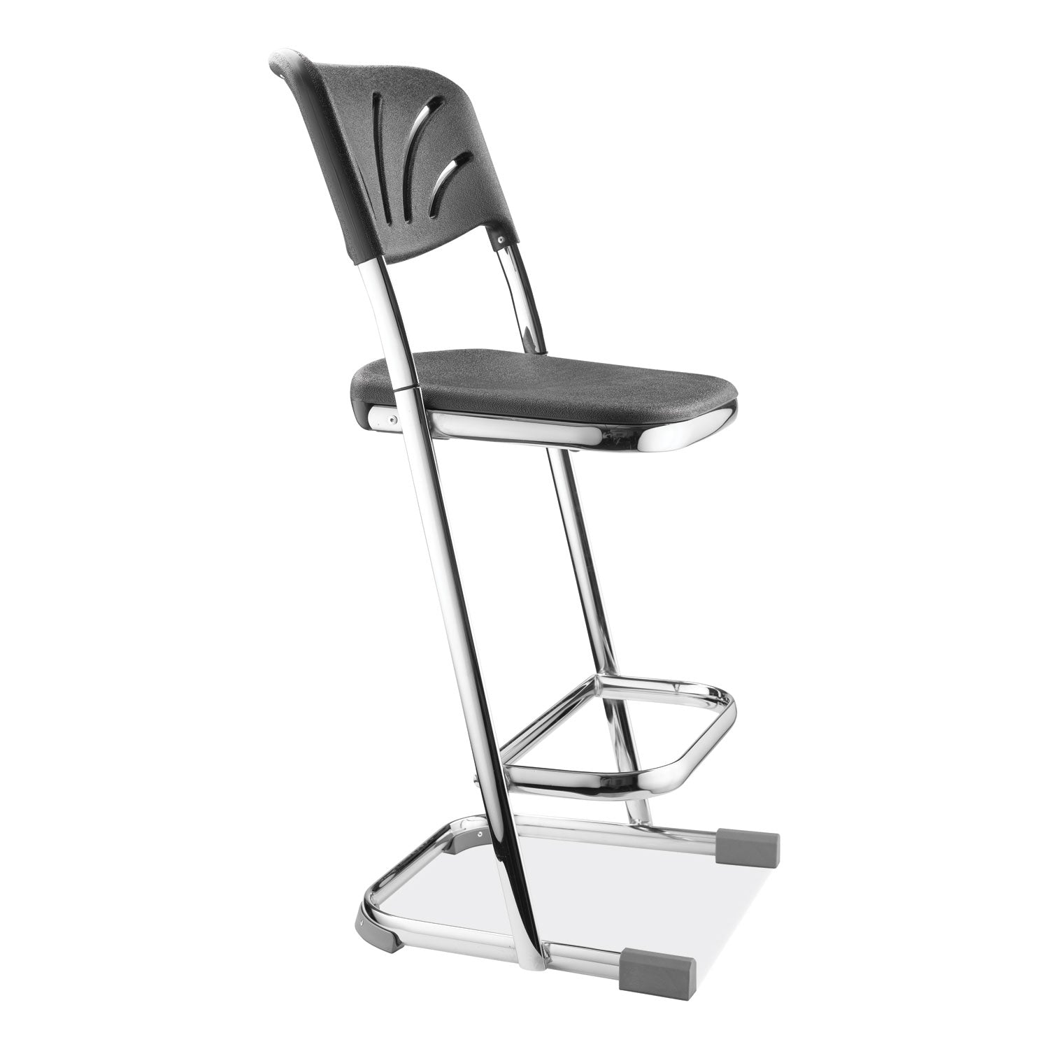 6600 Series Elephant Z-Stool With Backrest, Supports 500 lb, 24" Seat Ht, Black Seat/Back, Chrome Frame,Ships in 1-3 Bus Days