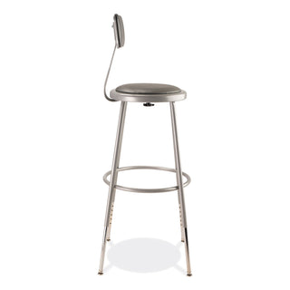 6400 Series Height Adjustable Heavy Duty Padded Stool w/Backrest, Supports 300lb, 25"-33" Seat Ht, Gray,Ships in 1-3 Bus Days