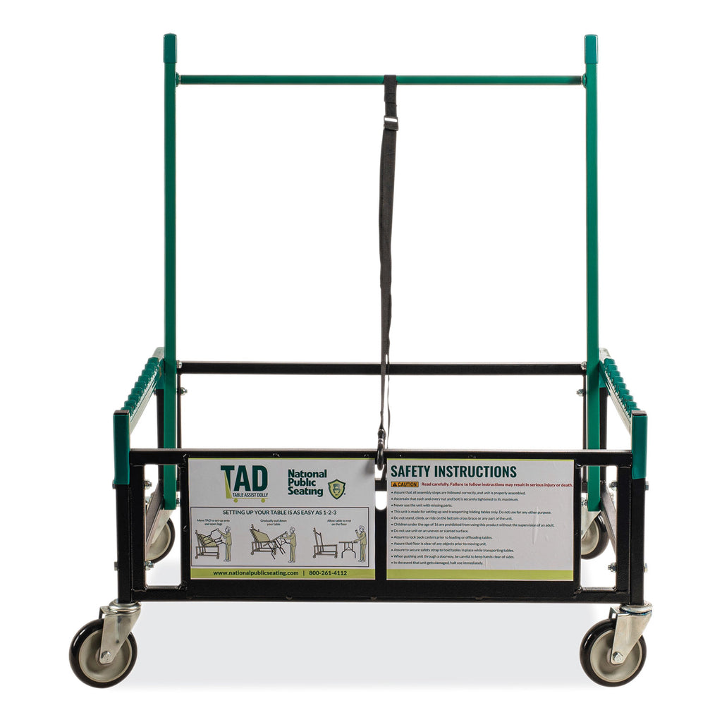 Table Assist Dolly, 1,000 lb Capacity, 38 x 30 x 44.5, Black/Green, Ships in 1-3 Business Days