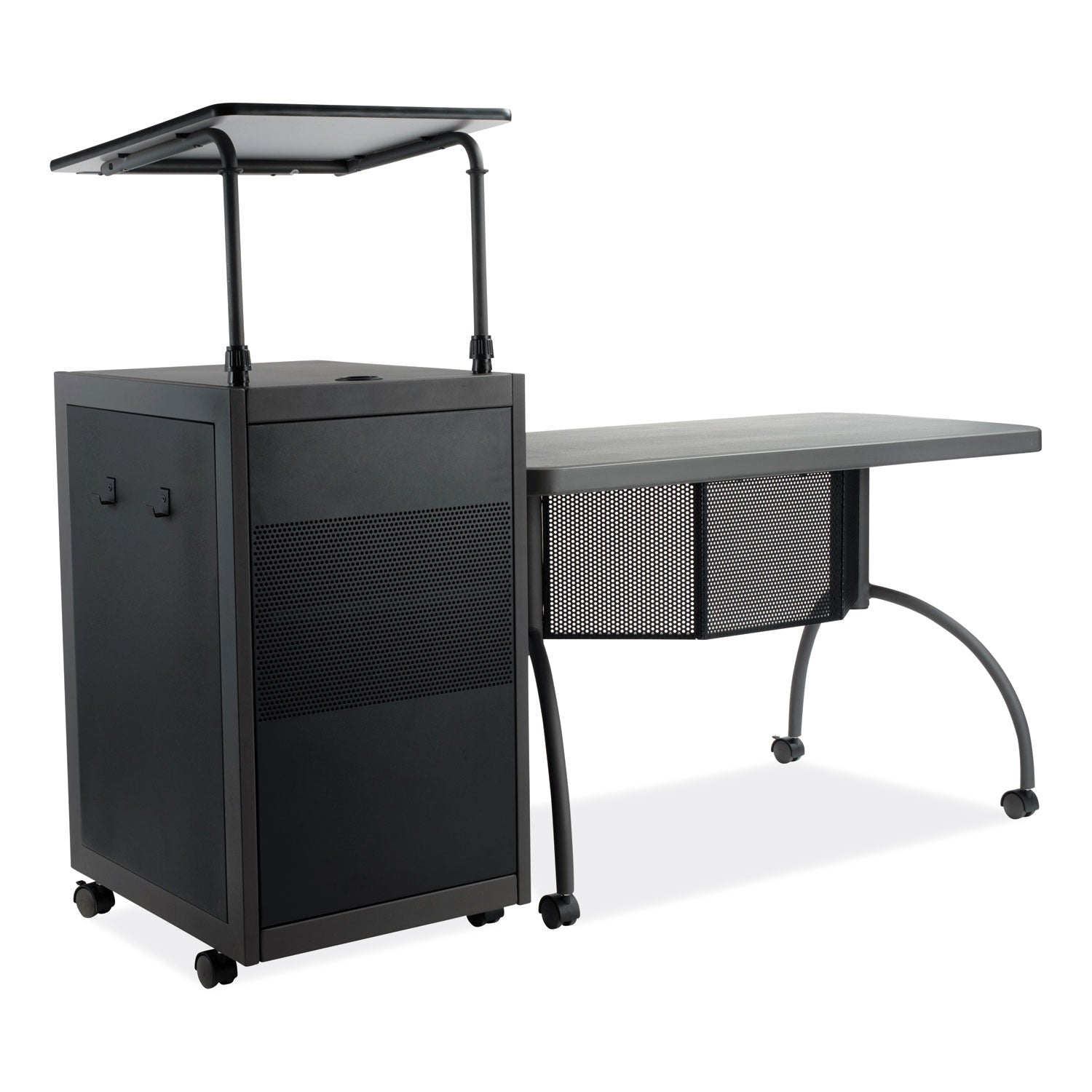 Teacher's WorkPod Desk and Lectern Kit, 68" x 24" x 41", Charcoal Gray, Ships in 1-3 Business Days