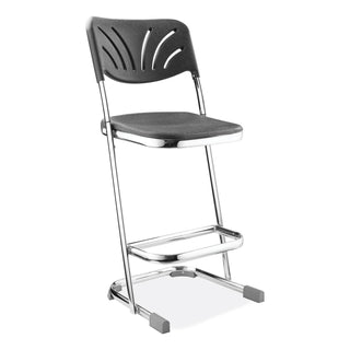6600 Series Elephant Z-Stool With Backrest, Supports 500 lb, 24" Seat Ht, Black Seat/Back, Chrome Frame,Ships in 1-3 Bus Days