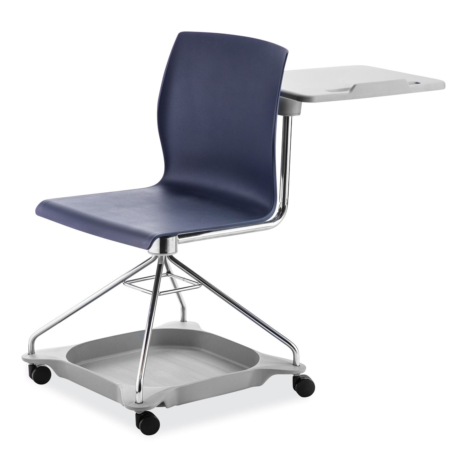 CoGo Mobile Tablet Chair, Supports Up to 440 lb, 18.75" Seat Height, Blue Seat/Back, Chrome Frame, Ships in 1-3 Business Days