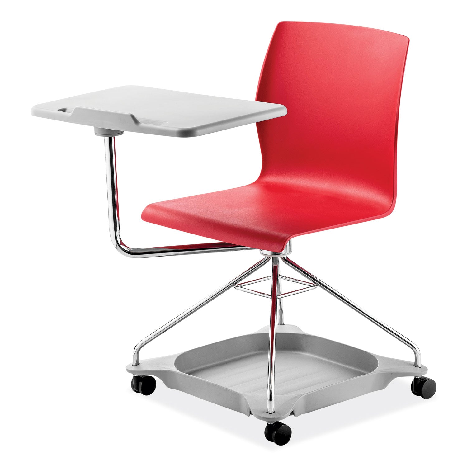 CoGo Mobile Tablet Chair, Supports Up to 440 lb, 18.75" Seat Height, Red Seat/Back, Chrome Frame, Ships in 1-3 Business Days