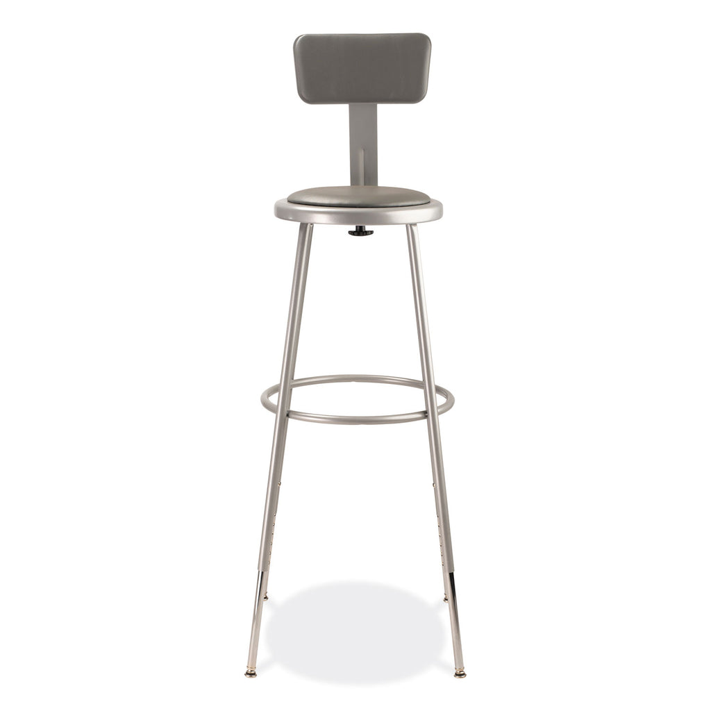 6400 Series Height Adjustable Heavy Duty Padded Stool w/Backrest, Supports 300lb, 32"-39" Seat Ht, Gray,Ships in 1-3 Bus Days