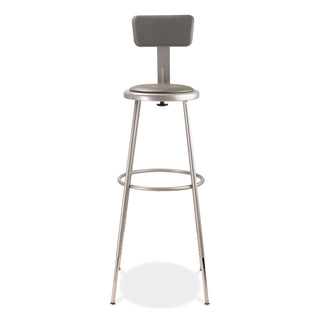 6400 Series Height Adjustable Heavy Duty Padded Stool w/Backrest, Supports 300lb, 32"-39" Seat Ht, Gray,Ships in 1-3 Bus Days