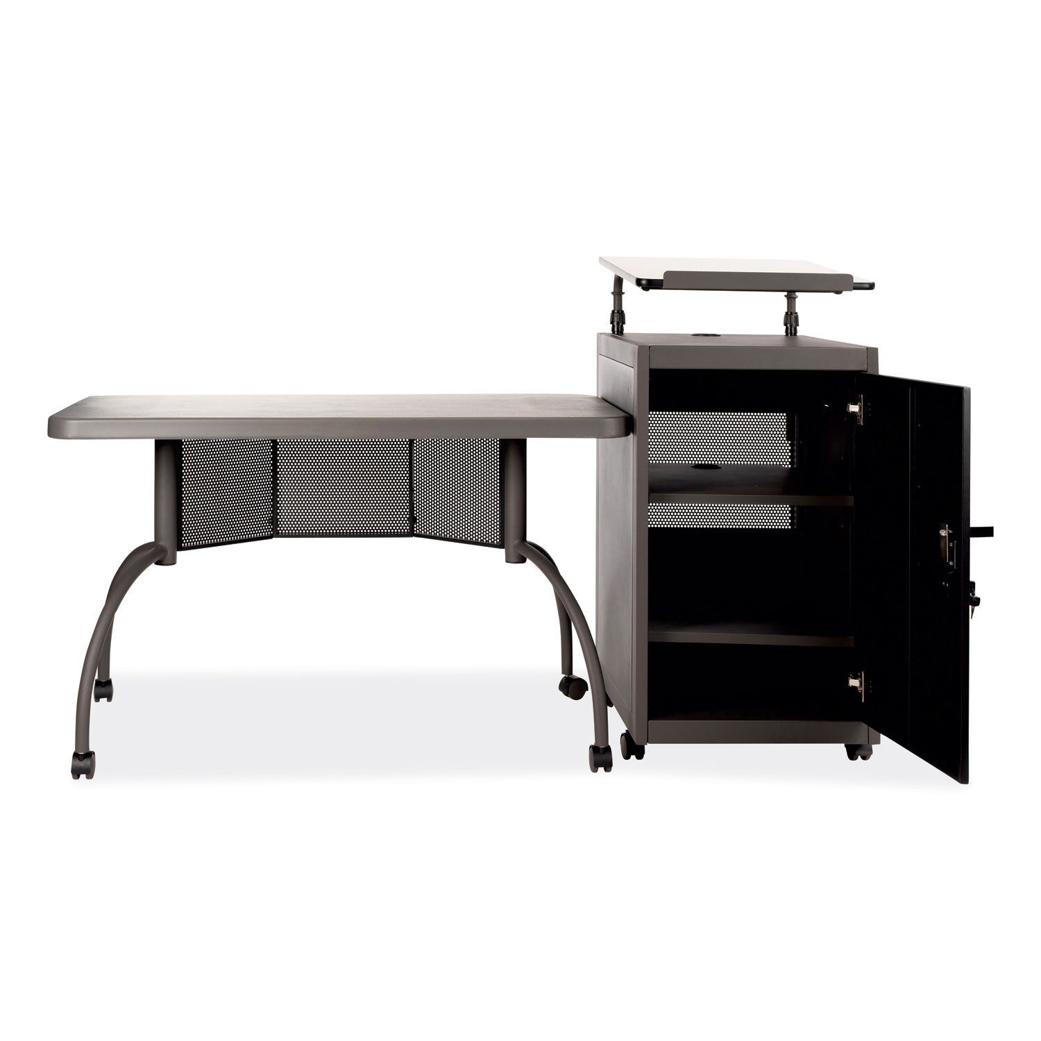 Teacher's WorkPod Desk and Lectern Kit, 68" x 24" x 41", Charcoal Gray, Ships in 1-3 Business Days