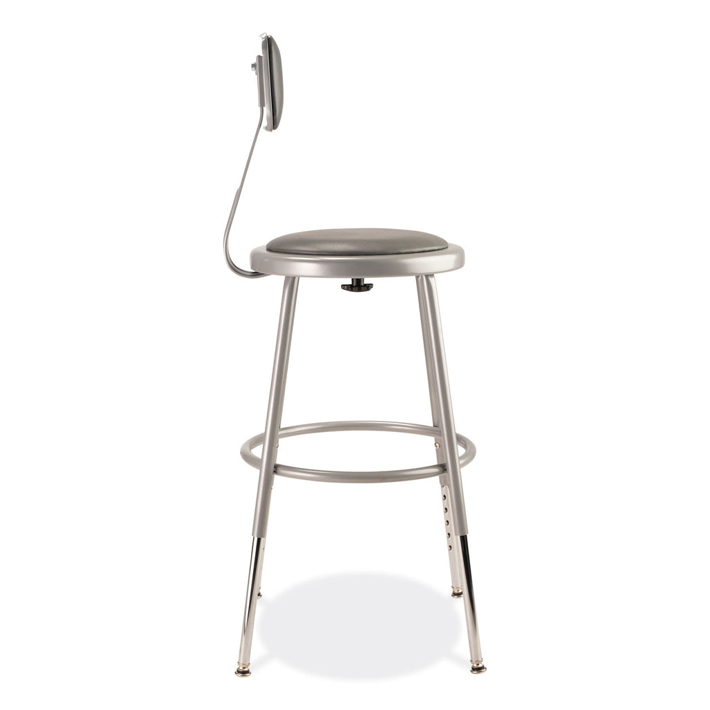 6400 Series Height Adjustable Heavy Duty Padded Stool w/Backrest, Supports 300lb, 19"-27" Seat Ht, Gray,Ships in 1-3 Bus Days
