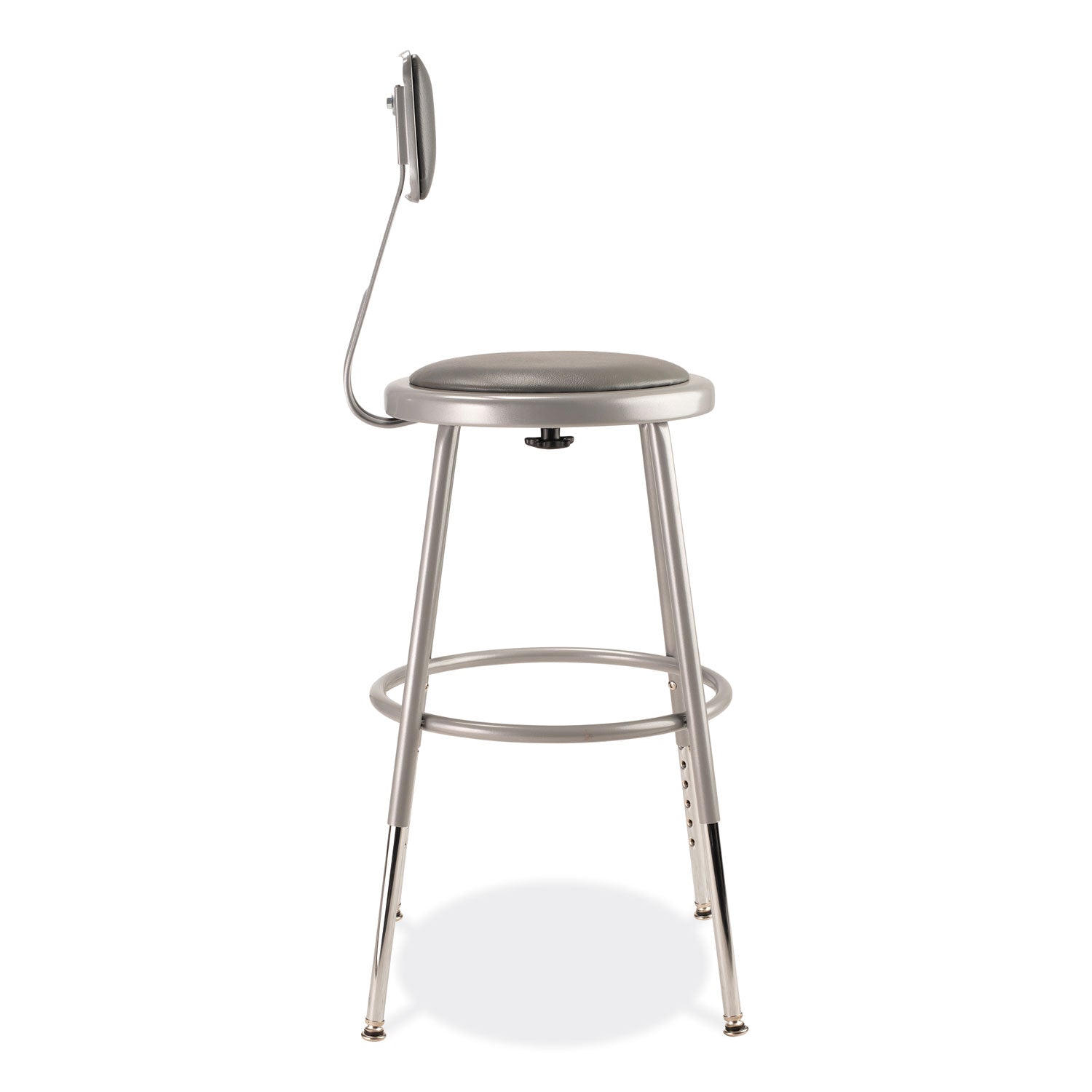 6400 Series Height Adjustable Heavy Duty Padded Stool w/Backrest, Supports 300lb, 19"-27" Seat Ht, Gray,Ships in 1-3 Bus Days