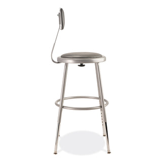 6400 Series Height Adjustable Heavy Duty Padded Stool w/Backrest, Supports 300lb, 19"-27" Seat Ht, Gray,Ships in 1-3 Bus Days