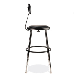 6400 Series Height Adj Heavy Duty Vinyl Steel Stool w/Backrest, Supports 300 lb, 19"-27" Seat Ht, Black,Ships in 1-3 Bus Days