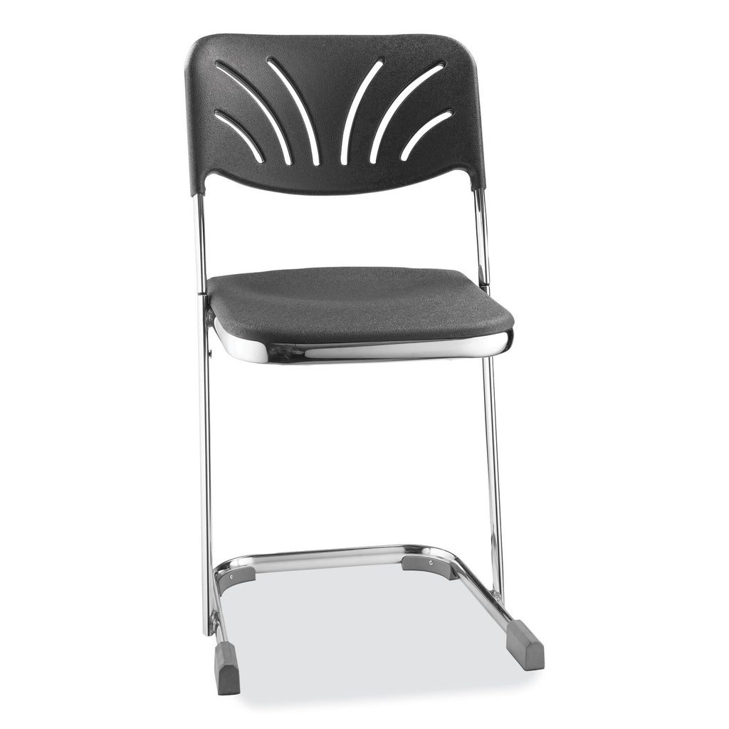 6600 Series Elephant Z-Stool With Backrest, Supports 500 lb, 18" Seat Ht, Black Seat/Back, Chrome Frame,Ships in 1-3 Bus Days