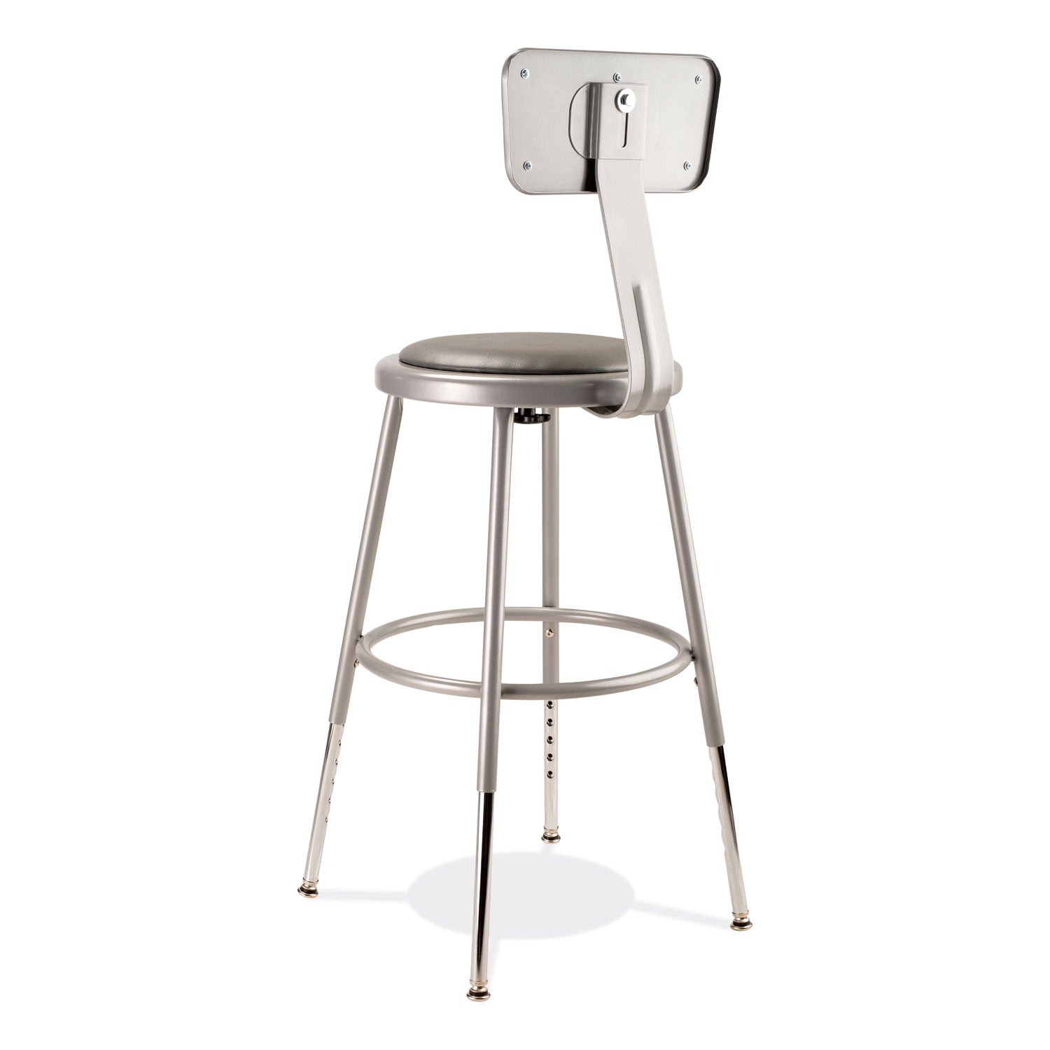 6400 Series Height Adjustable Heavy Duty Padded Stool w/Backrest, Supports 300lb, 19"-27" Seat Ht, Gray,Ships in 1-3 Bus Days