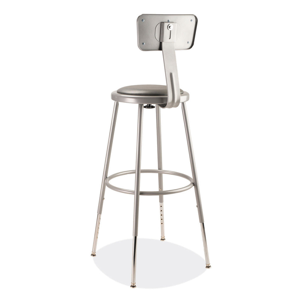 6400 Series Height Adjustable Heavy Duty Padded Stool w/Backrest, Supports 300lb, 25"-33" Seat Ht, Gray,Ships in 1-3 Bus Days