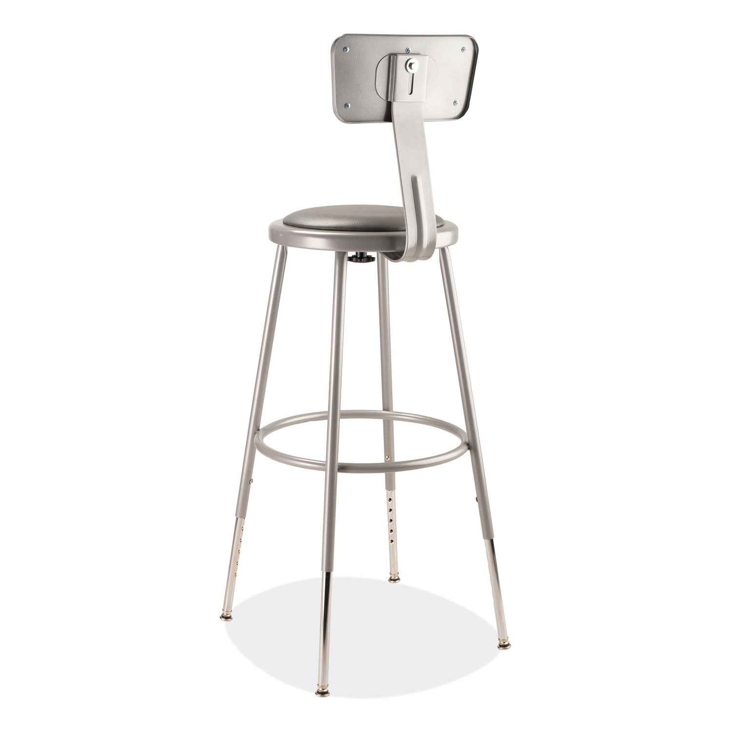 6400 Series Height Adjustable Heavy Duty Padded Stool w/Backrest, Supports 300lb, 25"-33" Seat Ht, Gray,Ships in 1-3 Bus Days