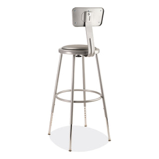 6400 Series Height Adjustable Heavy Duty Padded Stool w/Backrest, Supports 300lb, 25"-33" Seat Ht, Gray,Ships in 1-3 Bus Days